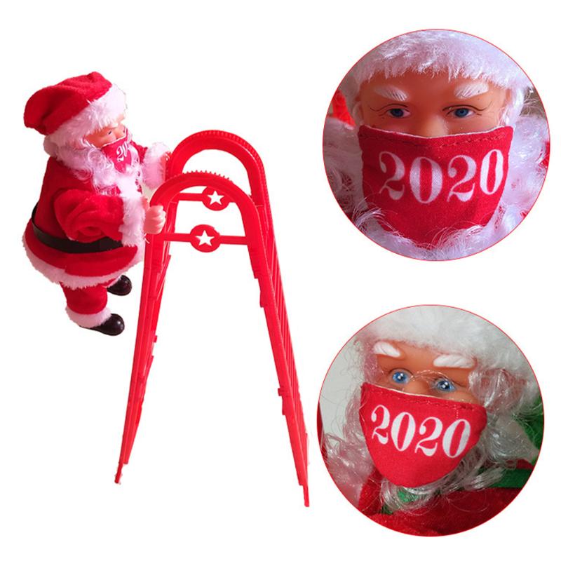 

Christmas Home Decor Party Living Room Up Down Battery Powered With Music Portable Figurine Electric Climbing Ladder Santa Gift