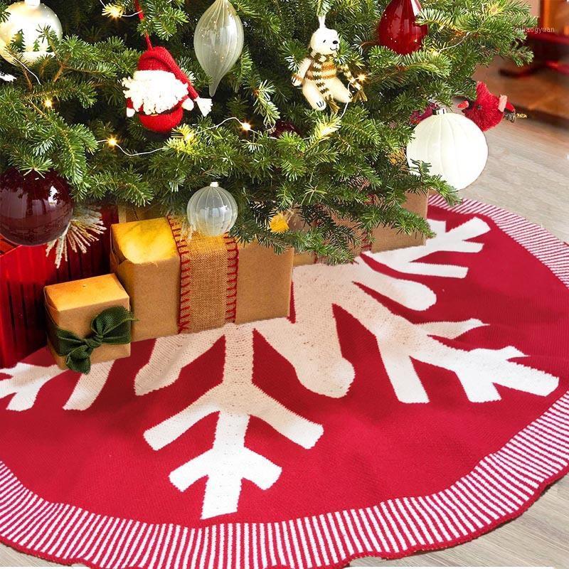 

48 inches Pleated Curved Christmas Tree Skirt Xmas Knitted Tree Red Skirt Ornaments Base Floor Mat Cover Home Party Decor1