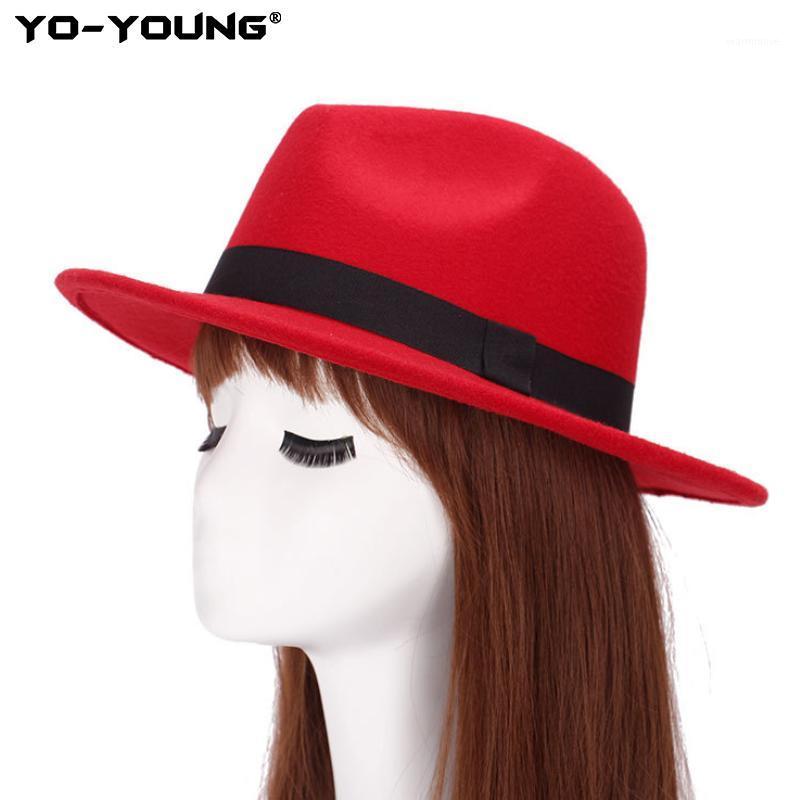 

NEW Women Men Wool Fedora Hat With Ribbon Gentleman Elegant Lady Winter Autumn Wide Brim Jazz Panama Sombrero Cap 56-58cm1