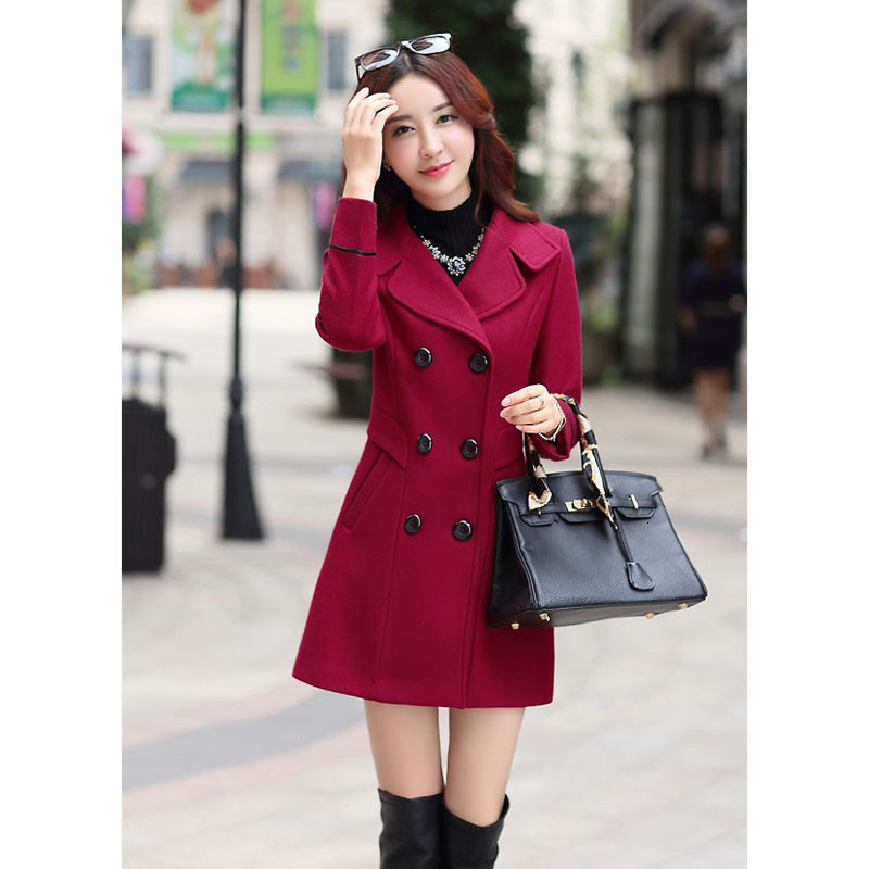 

2021 New Simple Woman's Winter Double-breasted Size Big Blend Elegant Autumn Wool Coat 3Z2S, Khaki.