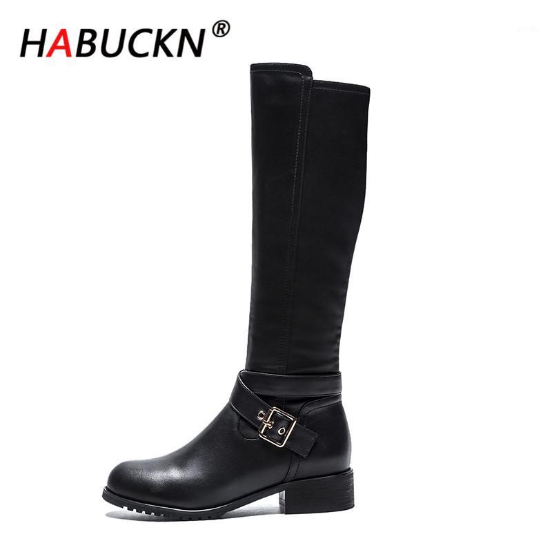 

HABUCKN 2020 New fashion boots for women new elegant square black shoes woman high heel solid vintage boots women ladies shoes1, Black plush
