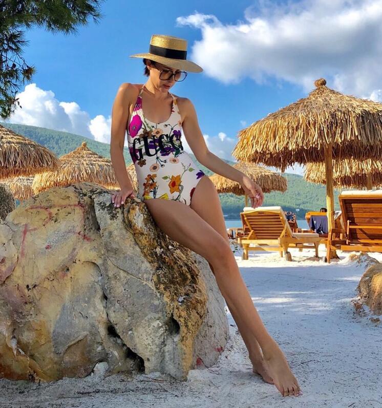 

Hot One-Piece Suits Sexy Flower Style Women Swimwear Outdoor Beach Swimming Bandage Must Swimsuit Four Seasons Universal LT, White;black