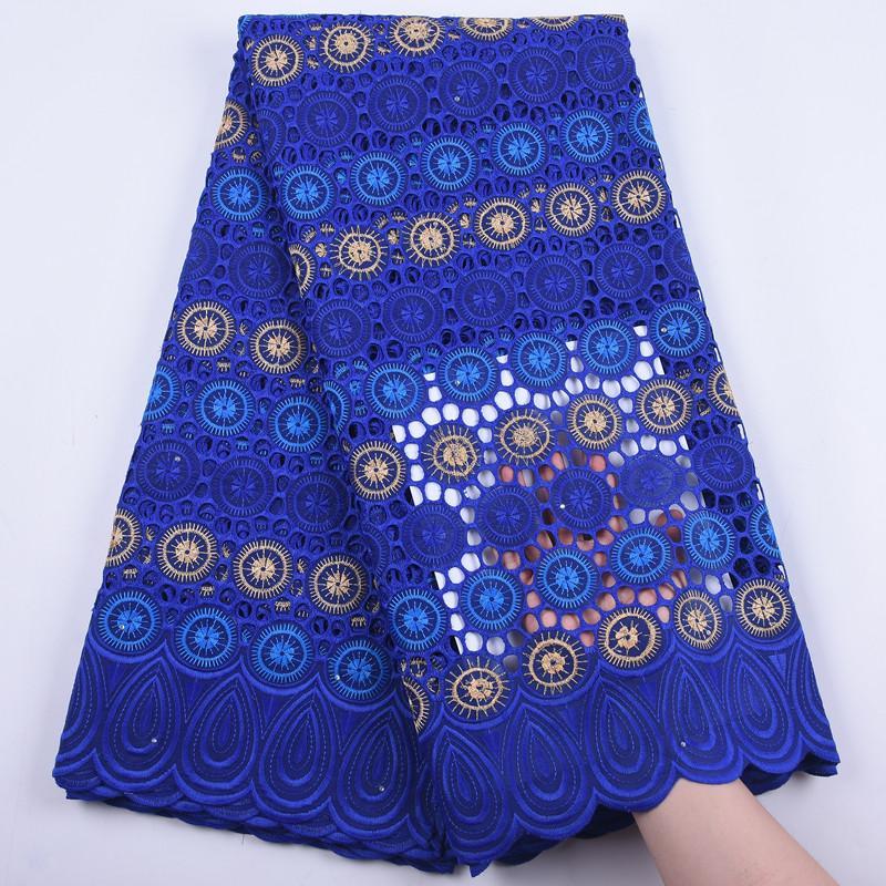 

Royal Blue Swiss Cotton Lace Fabric Embroidery African Cotton Swiss Voile Lace Nigerian Fabric 5Yards Dubai Y18951