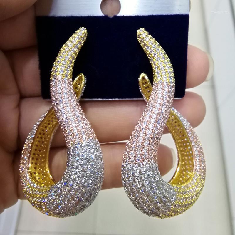 

New Charm Luxury Shiny Gorgrous Unique Chic Drop Earrings For Women Wedding Cubic Zirconia DUBAI Bridal Earring Jewelry 20201