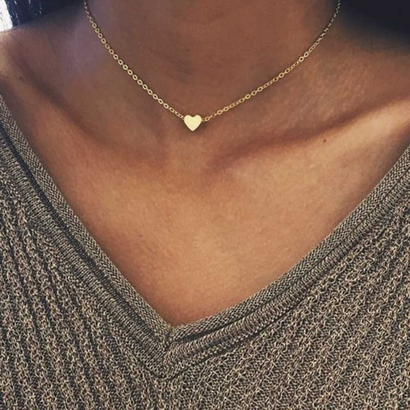 New Simple Peach Heart Necklace Women's Elegant and Versatile Boutique Love Initial Clavicle Chain-image-747611126