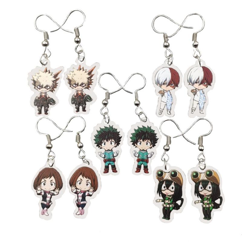 

Dangle Earrings & Chandelier 5 In 1 Acrylic Anime My Hero Academia Drop Ear Pendants Eardrop Cosplay Jewelry Sister Classmate Gift