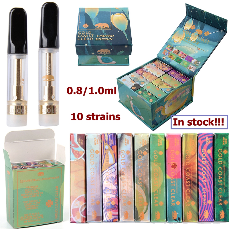 

GOLD COAST CLEAR Vape Pen Cartridges Atomizers 0.8ml 1ml Ceramic Cartridge Empty Glass Tank Thick Oil Dab Wax Vaporizer Carts 510 Thread Wholeasle