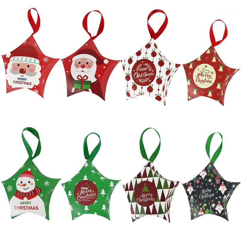 

5Pcs Christmas Tree Hanging Stars Candy Gift Boxes Wedding Party Favors Box Packaging Paper Bags Xmas Party Decor Supplies1