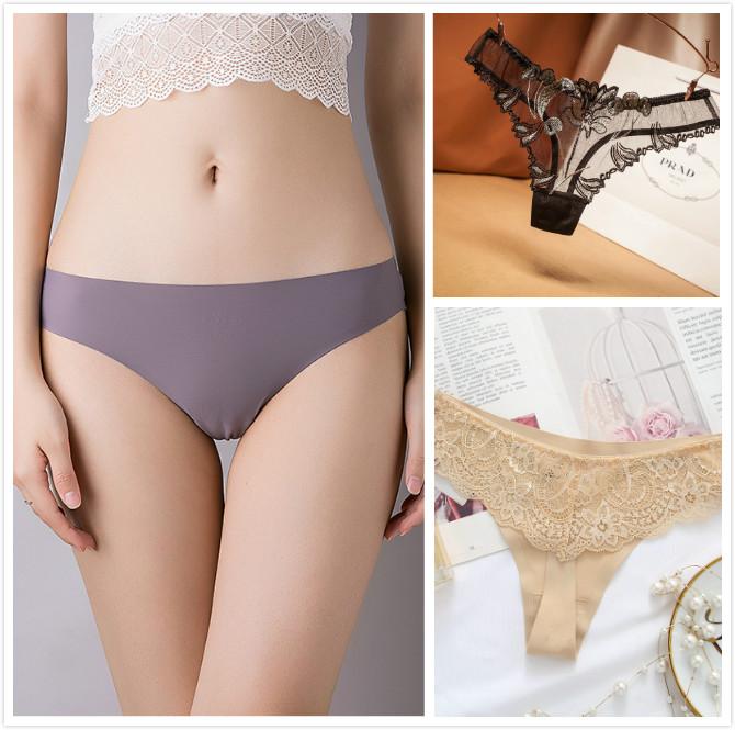 

Women Perspective Low-rise Panties Sexy Lace Hollow Transparent Briefs Seamless G-string Lingerie, Black