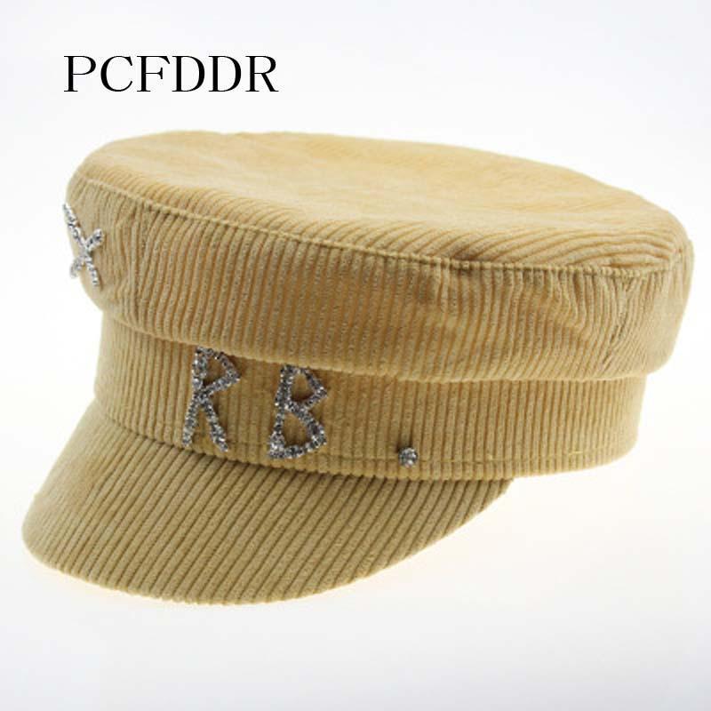

PCFDDR Retro corduroy one piece sea drill cap summer thin casual fashion newspaper hat.1, Black
