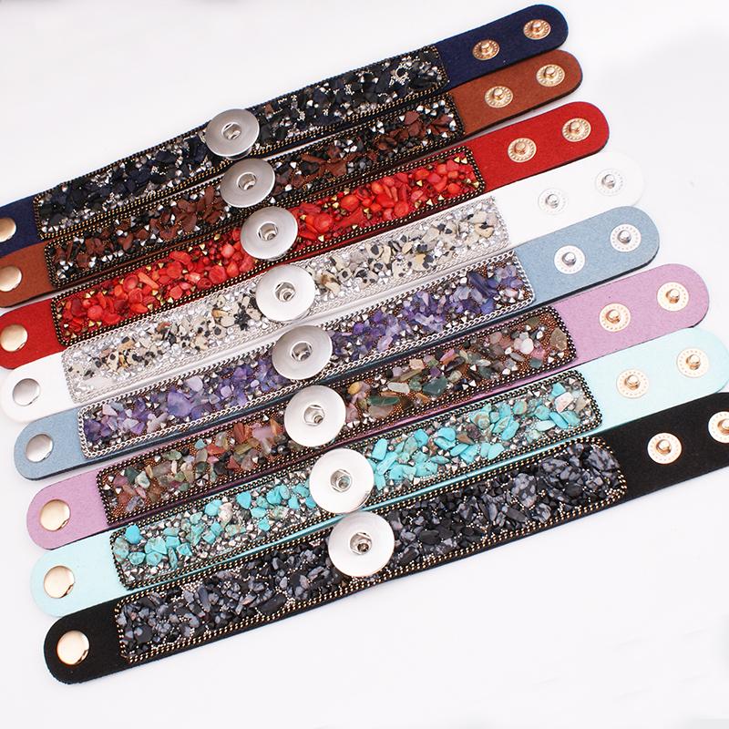 

New 18mm Korean velvet Bohemia crystal stone snap button jewelry DIY bracelet GJ5133