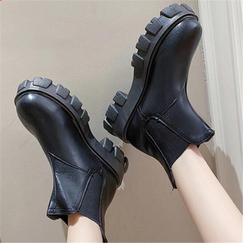 

New Fashion Spring Autumn Chunky Sneakers Female Platform Ankle Boots Women Thick Heel Platform Boots Ladies Worker Black, Black 1