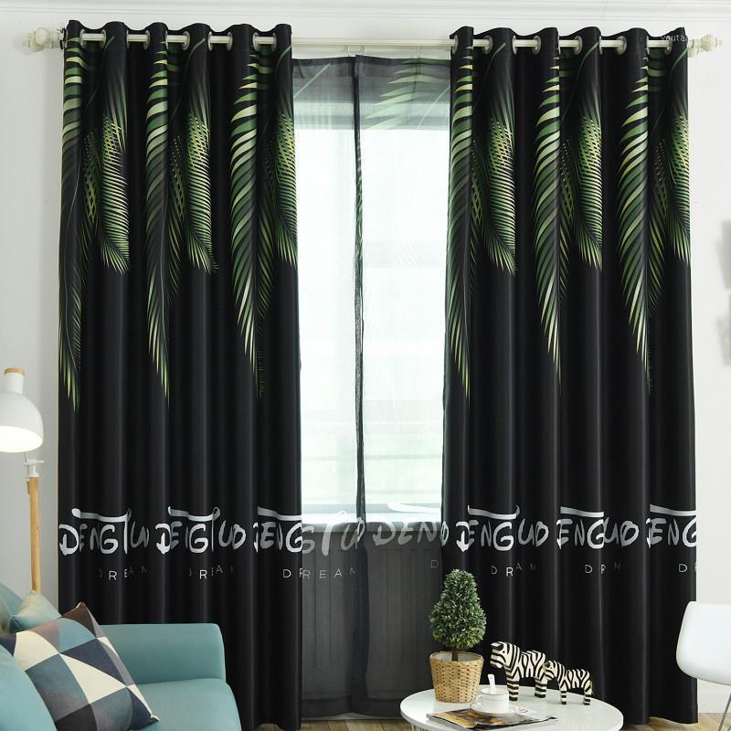 

New Blackout Curtain Living Room Leaves Hot rainforest Printed Drapes Bedroom Kitchen Balcony Pastoral Fresh Sheer for Window1