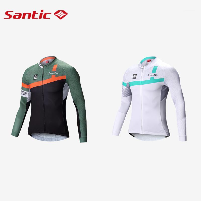 

Santic Men Long Sleeve Cycling Jerseys Pro For Road Bike MTB Bicycle Jersey Breathable Male Jersey Outdoors Sport Wear Quick Dry1, White jersey