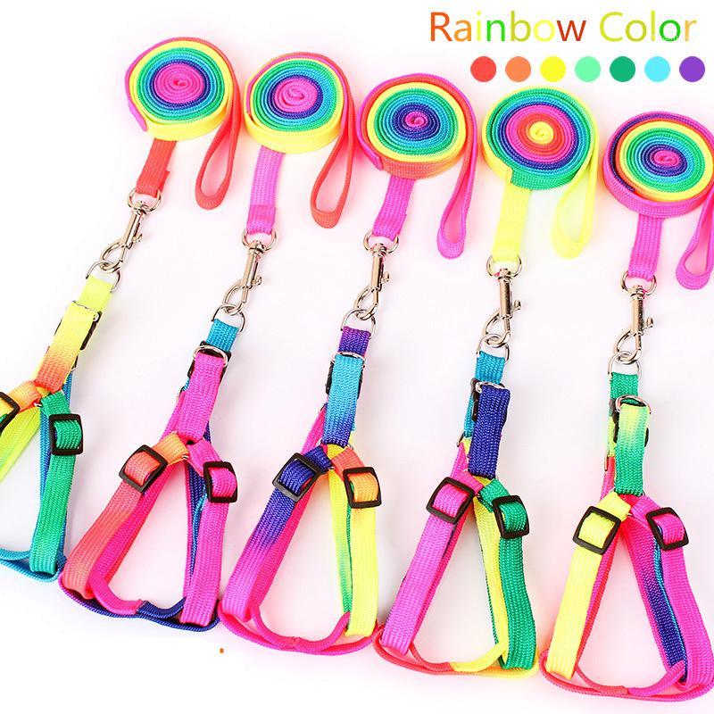 

Wholesale- Adjustable Small Pet Dog Leash Striped Nylon Dogs Collar Lead Leash Puppy Walk Out Chest Leash Lead For Dog Cat 05S11