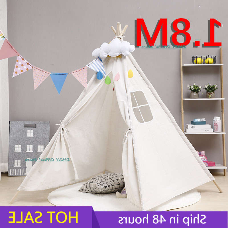 

1.8M Portable Children's Tents Tipi House Kids Cotton Canvas Indian Play Tent Wigwam Child Little Teepee Room Decoration