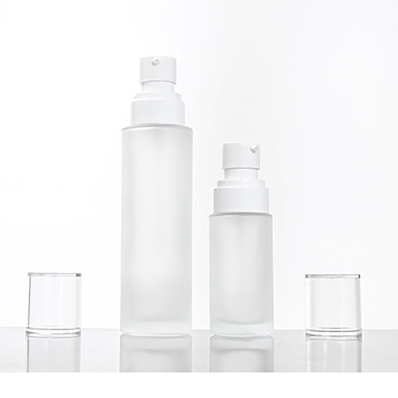 

80ML Frosted Glass Lotion Pump Bottle, Cosmetic Packaging Mist Spray Glass Bottle Essential Oils
