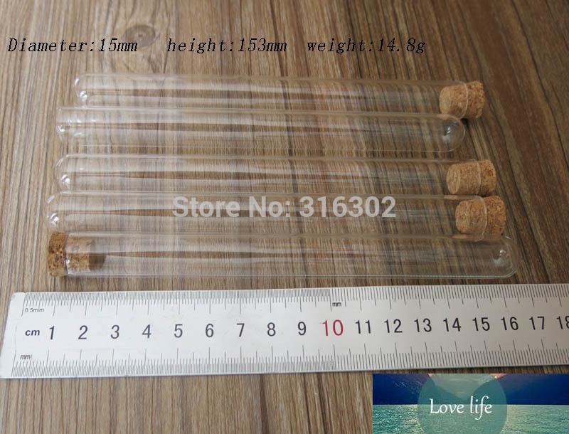 

Wholesale- 50pcs/lot Glass Tube With Cork, Glass Container, Test Glass Tube 15*153mm