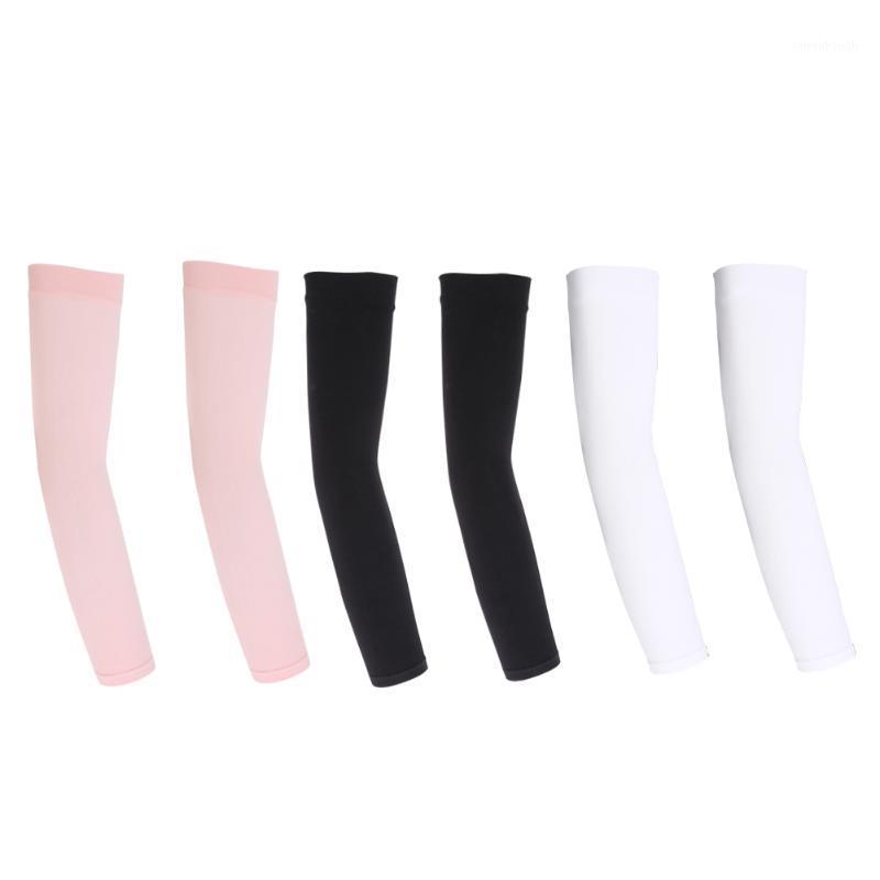 

2pcs Breathable Quick Dry UV Protection Running Arm Sleeves Basketball Elbow Pad Fitness Armguards Sports Cycling Arm1, White