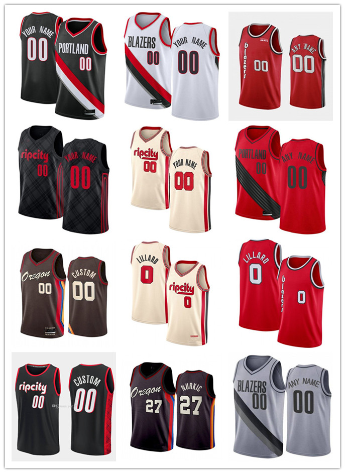 

75th Custom Men Women Youth Portland's Trail Blazers's Damian 0 Lillard 00 Joe Ingles 5 Eric Bledsoe 27 Jusuf Nurkic Basketball Jerseys, Color