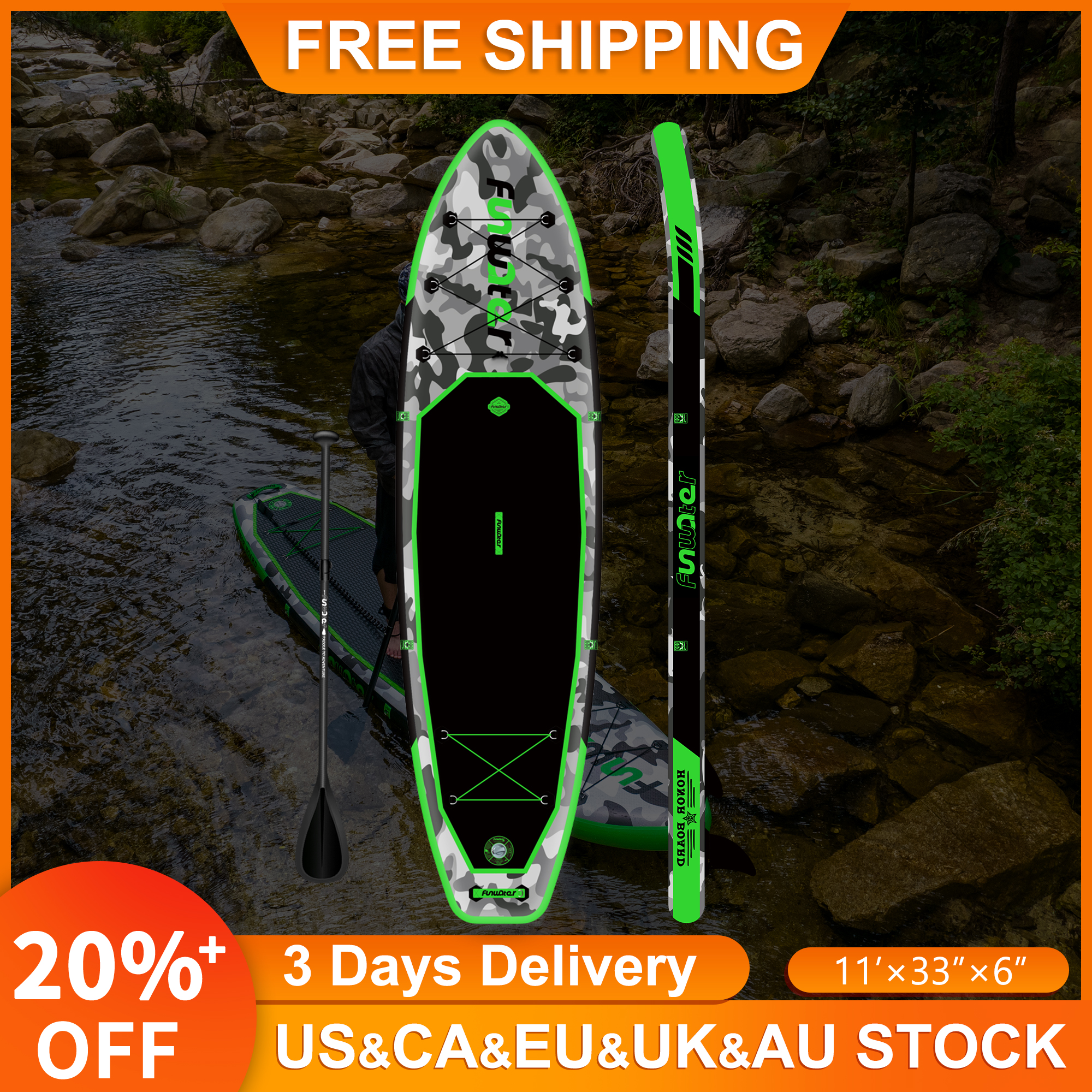 

Funwater US&CA&EU Warehouses DropShipping Delivery Within 7 Days surfboard 330*84*15cm Wholesale sup inflatable stand up paddle board paddleboard water sport ISUP