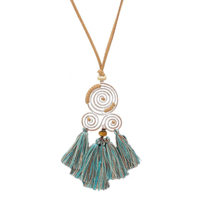 

Women Necklace Bohemian Spiral Tassel Pendant Long Chain Party Jewelry wedding