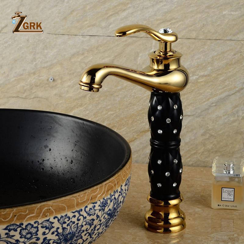 

ZGRK Bathroom Faucets Euro Gold Washbasin Faucet Luxury Tall Bathroom Basin Taps Single Handle Single Hole Mixer Water Taps1