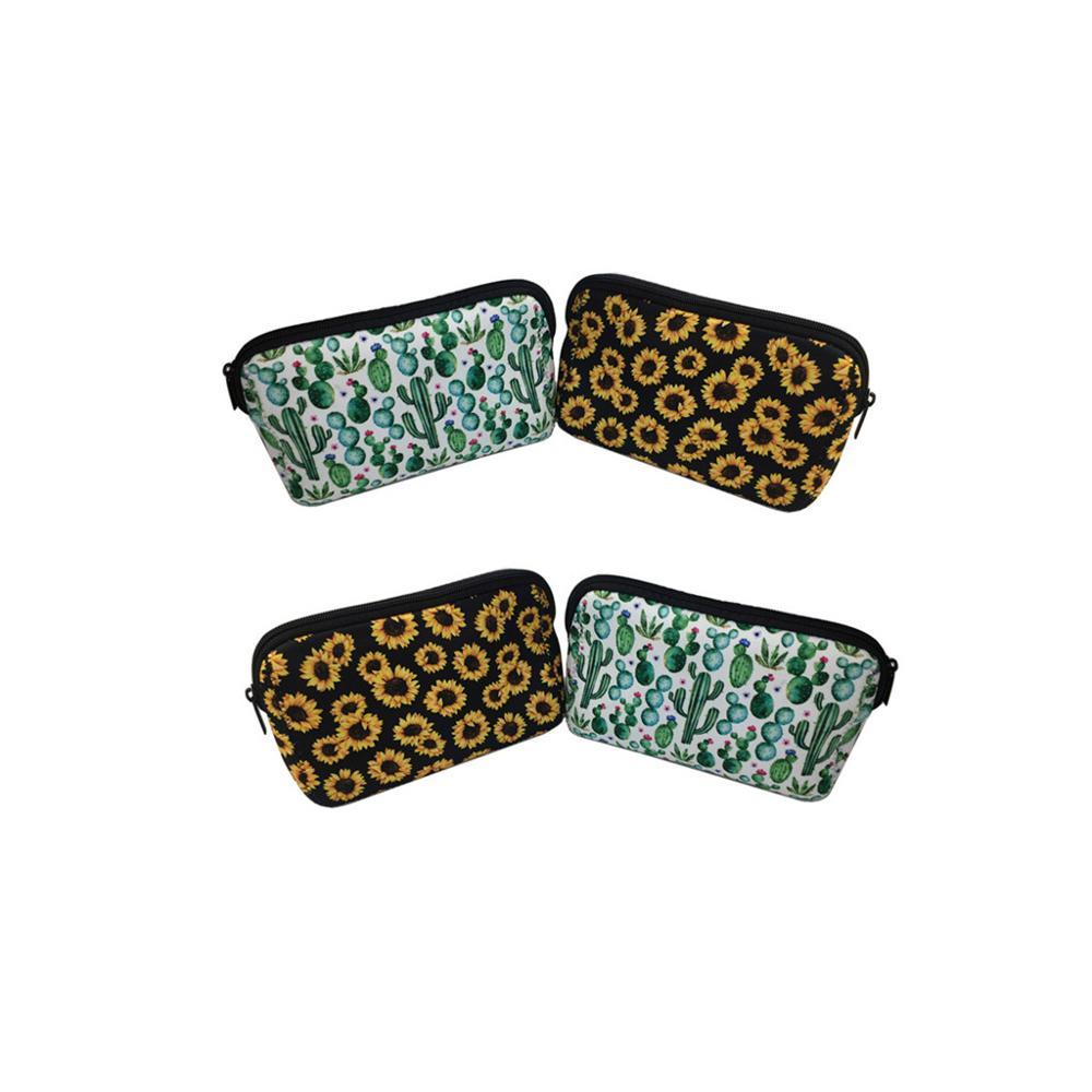 

Makeup Organizer Coin Case Phone Storage Bags Women Cosmetic Neoprene Bag Sunflower Leopard Print Clutch for Travel