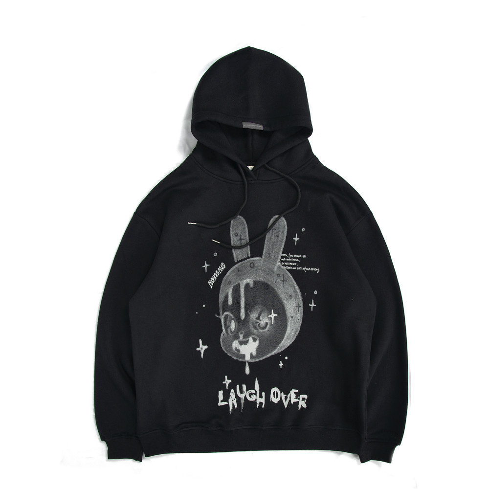

2021 and American European Brand Printed Male in Street Fashion Dark Hoodie Depressed Sweater E7es, Red
