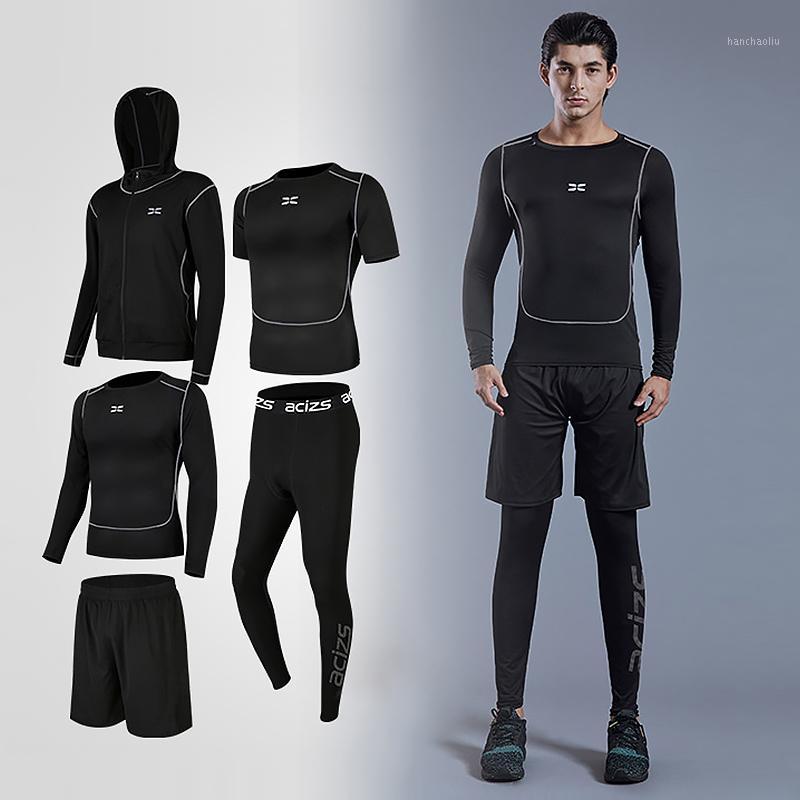 

5pcs / sets men' tracksuit men' suits running shrits + sports shorts + jogging pants football suit play gym sets new1, 2-1