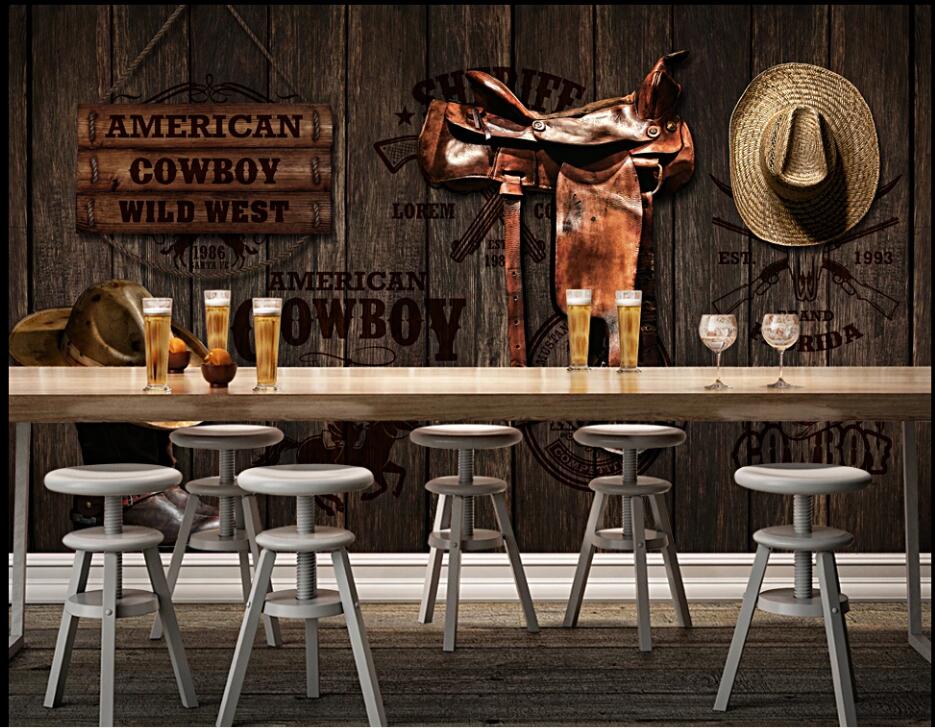 

custom photo mural 3d wallpaper Retro nostalgic western cowboy bar living room home decor 3d wall muals wall paper for walls 3 d in rolls, Non-woven wallpaper