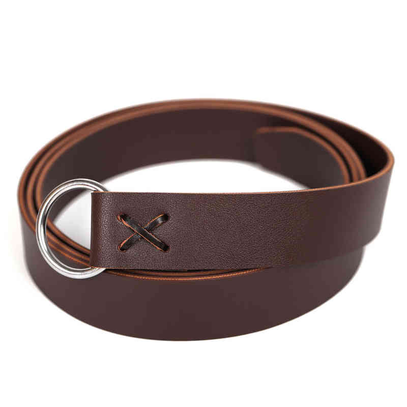 

Medieval leather Viking cowhide rope belt LARP Renaissance belt O-ring, Black