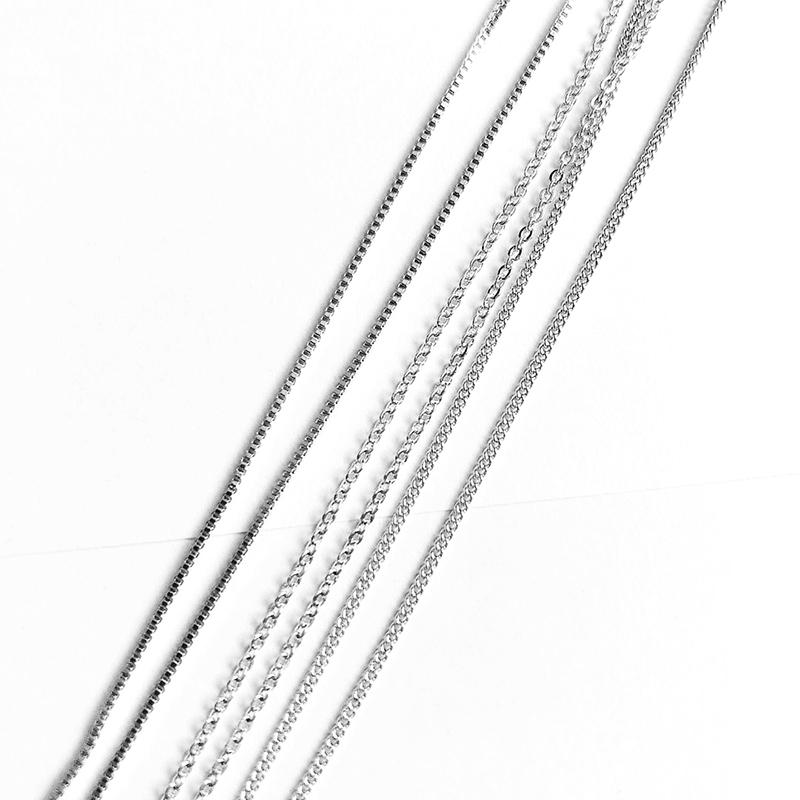 

6pcs/lot Width 0.8mm Copper Box Link Chains Silver Color Necklace Chain Findings For Jewelry Making DIY Jewelry Accessories