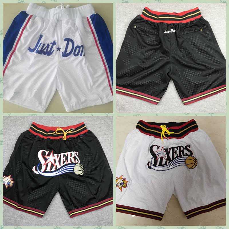 

basketball shorts Philadelphia 76ers just don , Fine tight embroidered zip-up pocket shorts, Black