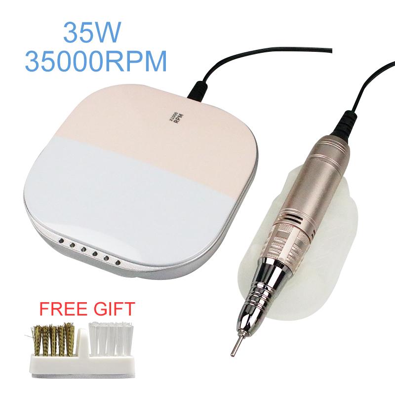 

35W 35000RPM Nail Drill Manicure Machine Pedicure Nail File Mill Cutter Bits Set Salon Use With Free Brush Art Equipment