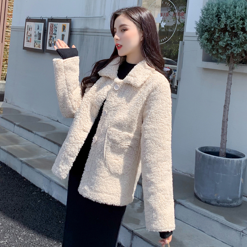 

Soft Winter Autumn Collar Long Sleeve Single-breasted Female Lady Parka Coat Outerwear Pocket Tzhs, Beige
