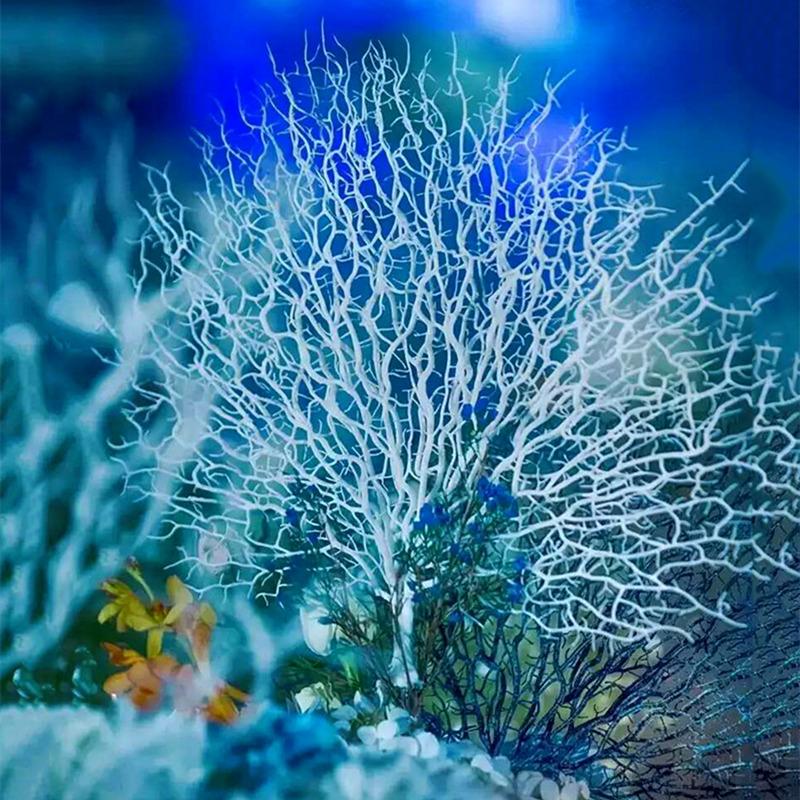 

JAROWN Artificial Coral Branch Simulation Peacock Coral Branch Wedding Photography Decor Home Aquarium Decor Storefront, White