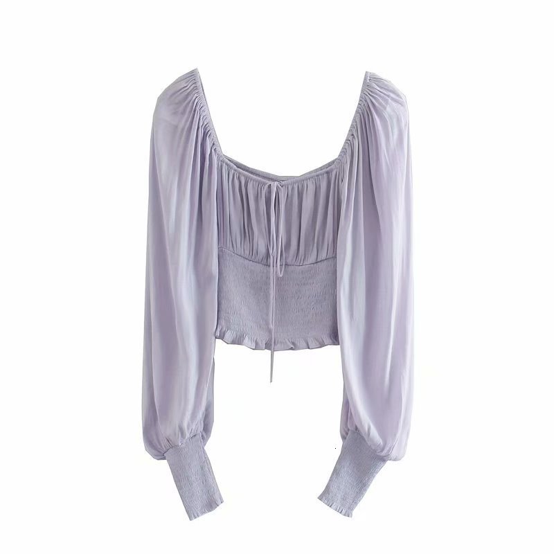 

2021 New Sell Pass Hot Style Autumn Europe and the United States Women's Long Female French Lantern Sleeve Shirt Ydvu, Purple