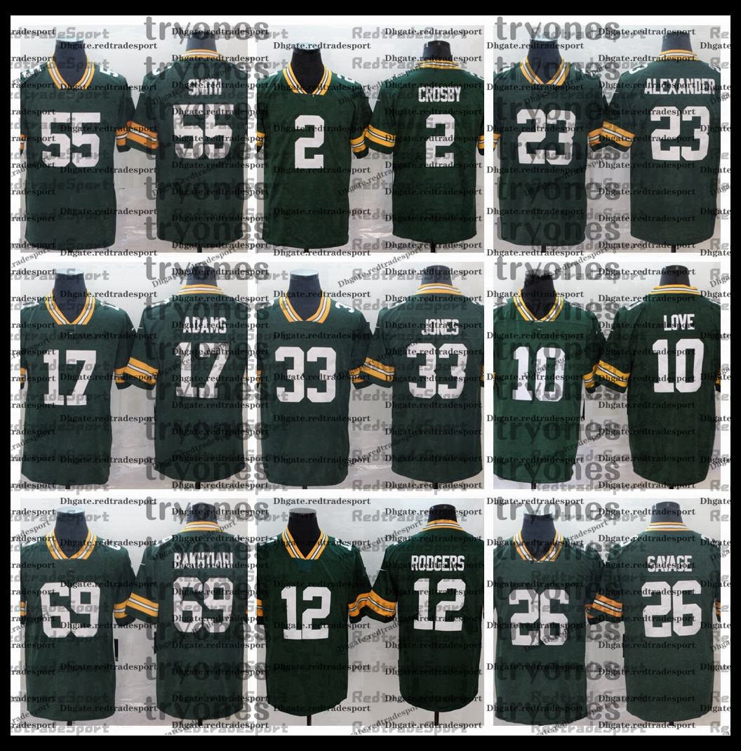 

2021 Mens Aaron Rodgers Davante Adams Darnell Savage Alexander Jones David Bakhtiari Smith Mason Crosby Love Favre Football Jersey AC1, Black;red