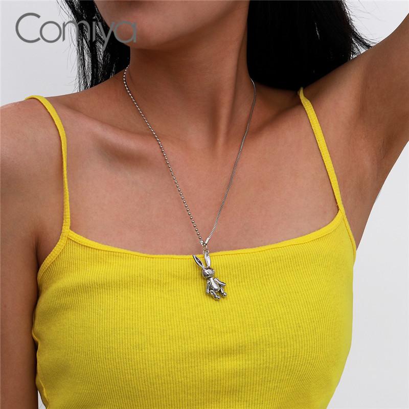 

Comiya Necklaces For Women Silver Color Zinc Alloy Pendant Chains Korean Fashion Jewelry Collare Maxi Necklace