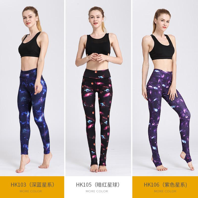 

New Print Yoga Pants Women Tight Pants Running Exercise Suit High Elastic Foot Leggings Sport Women Fitness Yoga Leggings, Hk102