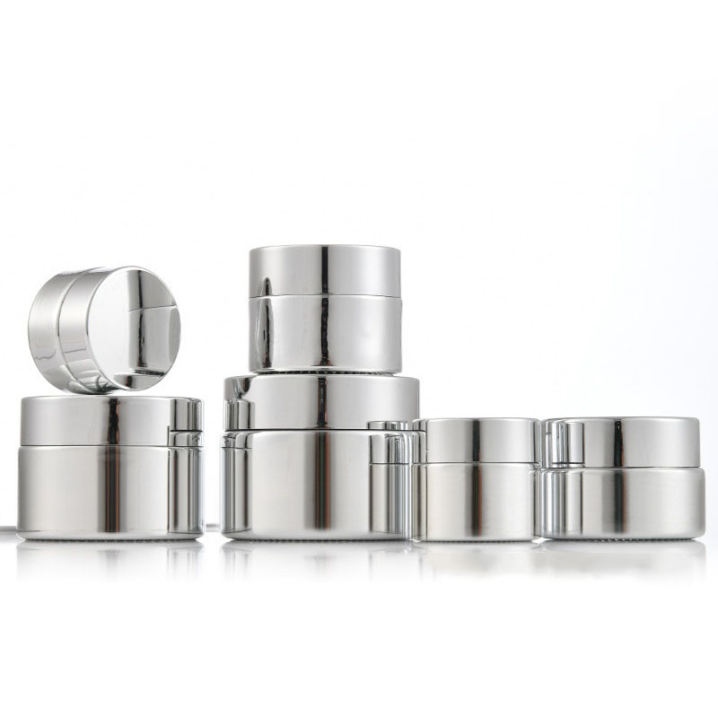 

Silver Plated glass cosmetic jars Cream bottles 5g 10g 15g 20g 30g 50g lip balm cream containers