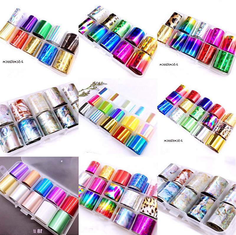 

Nail Art Stickers Laser Stars Foil Set Glitter Nail Sticker Tips Kit DIY Broken Glass Transfer Sticker Manicure Nail Art Decorations Decals, As picture