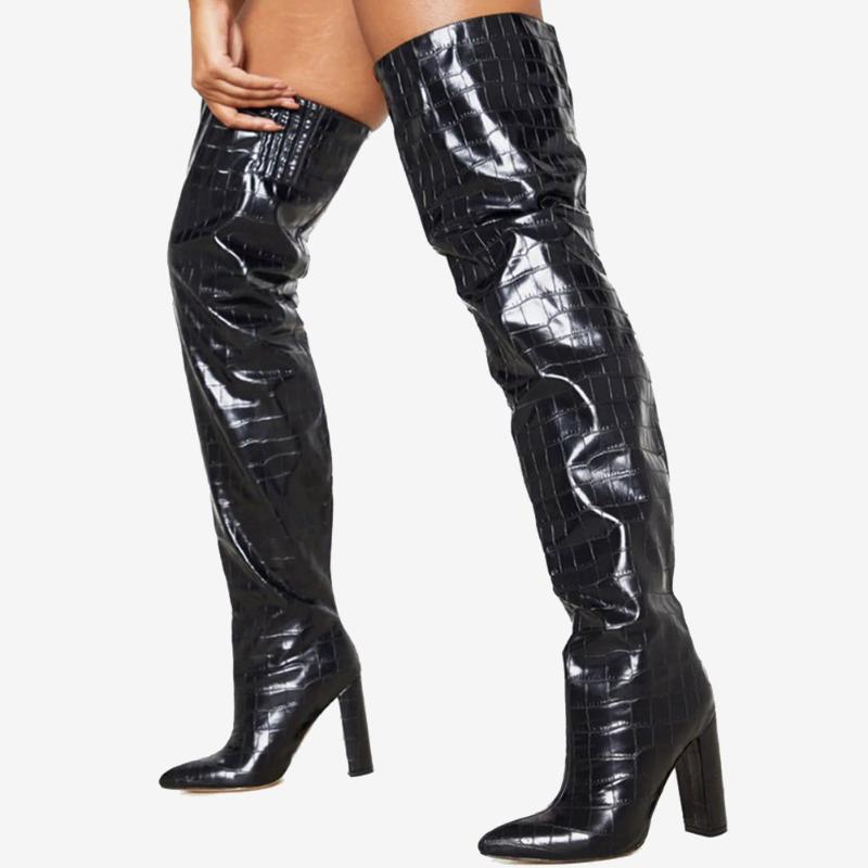 

Brand New Fashion Elegant Winter Shoes Boots Big Size 43 High Heels Sexy Ladies Over The Knee Boots Women, Black