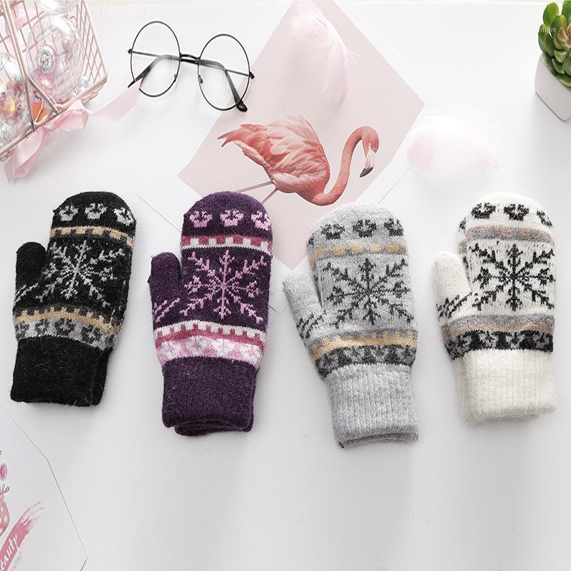 

Full Finger Mittens Knitted Gloves For Women gift Merry Christmas Gloves Christmas Decrative Women Outdoor Snowflake Hot1