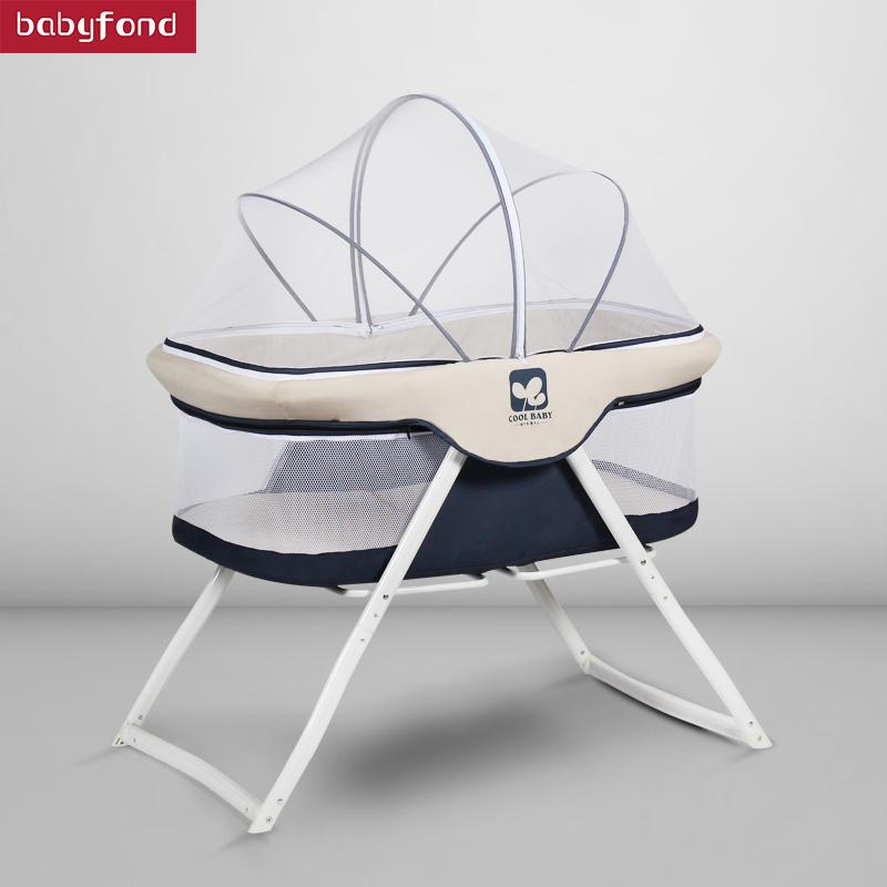 

Crib European-free installation multi-function shaker baby bed foldable portable small travel cradle bed