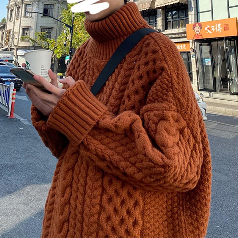 

Casual Loose Man Sweaters Korean Fashion Pullover Oversized Knitted Turtleneck Man Sweaters Pull Hiver Men's Clothing DB60MY, Black