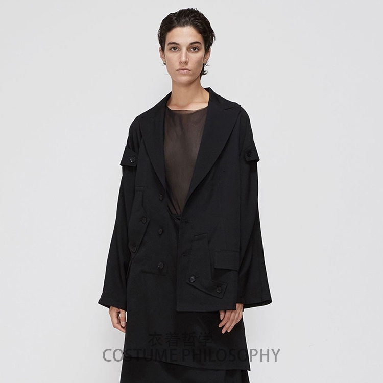

2021 New S-6xl. Homemade Male Coat with Dark Tone Asymmetrical. SDQY, Black.