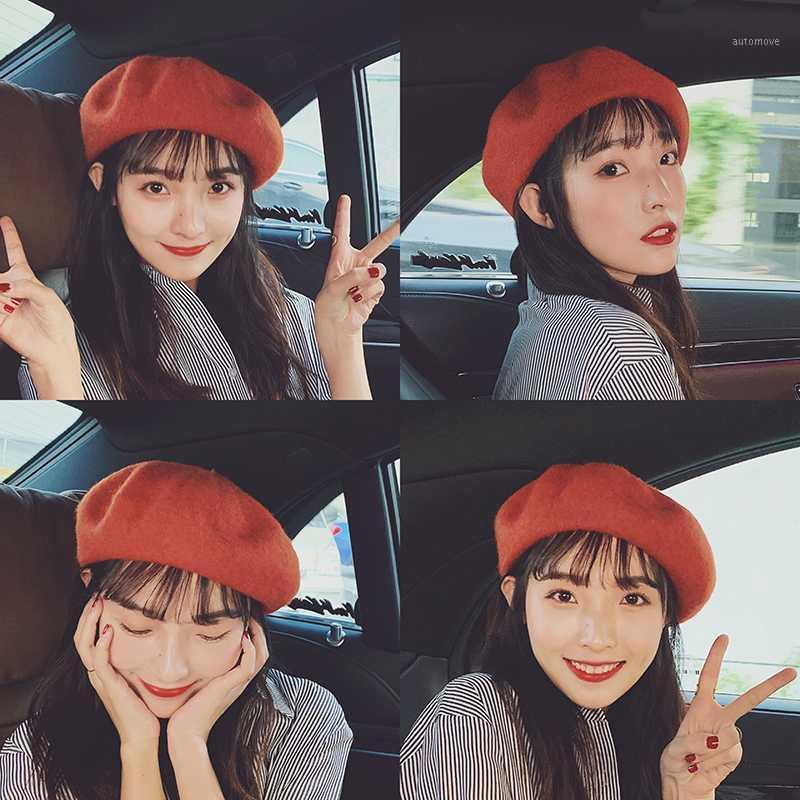 

Japanese Harajuku New Fashion Winter Korea Solid Color Vintage Female Cute Faux Wool Casual Chic Autumn Sweet Ins Bailey Hat1
