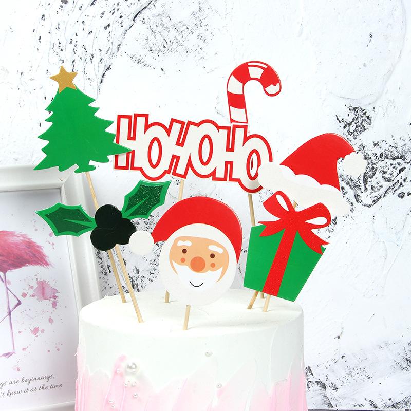 

Christmas Cake Topper Set Family Baking Cake Decorations Diy Card Santa Gingerbread Snowman Decor Birthday Xmas Party Supplies